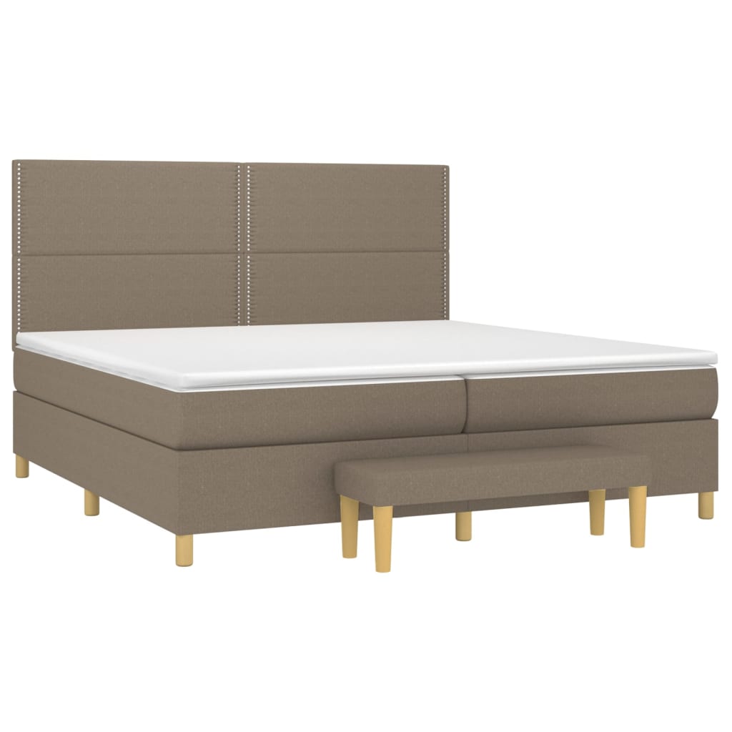 Sommier à lattes de lit avec matelas Taupe 200x200 cm Tissu - XIOS
