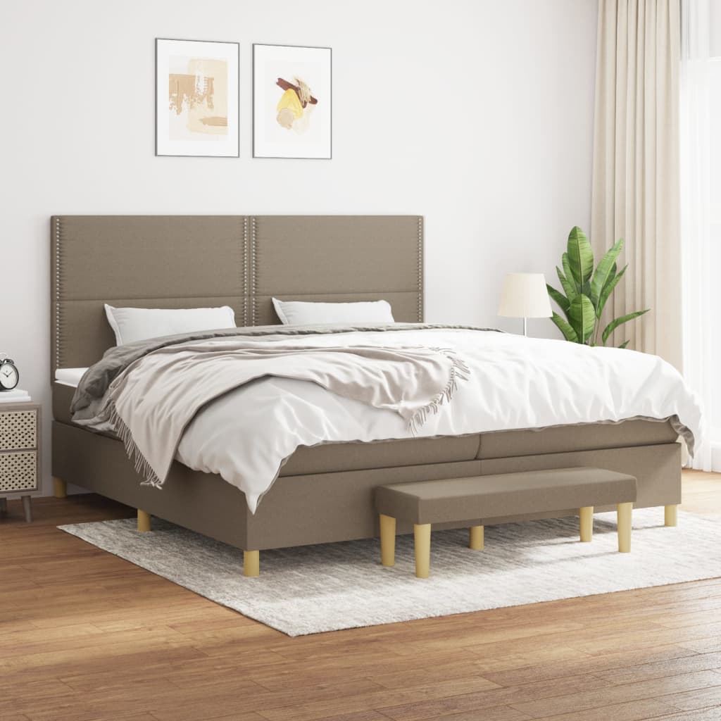 Sommier à lattes de lit avec matelas Taupe 200x200 cm Tissu - XIOS