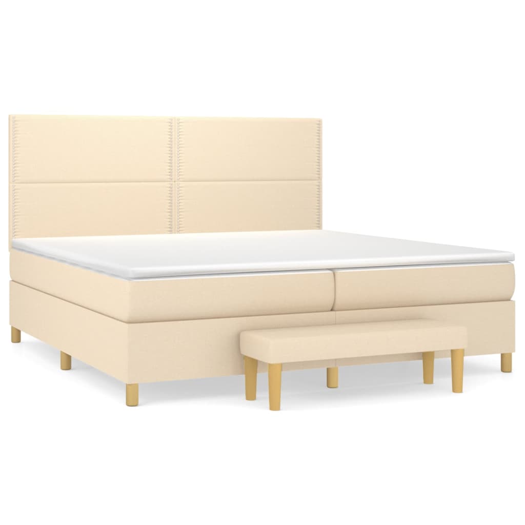 Sommier à lattes de lit avec matelas Crème 200x200 cm Tissu - XIOS