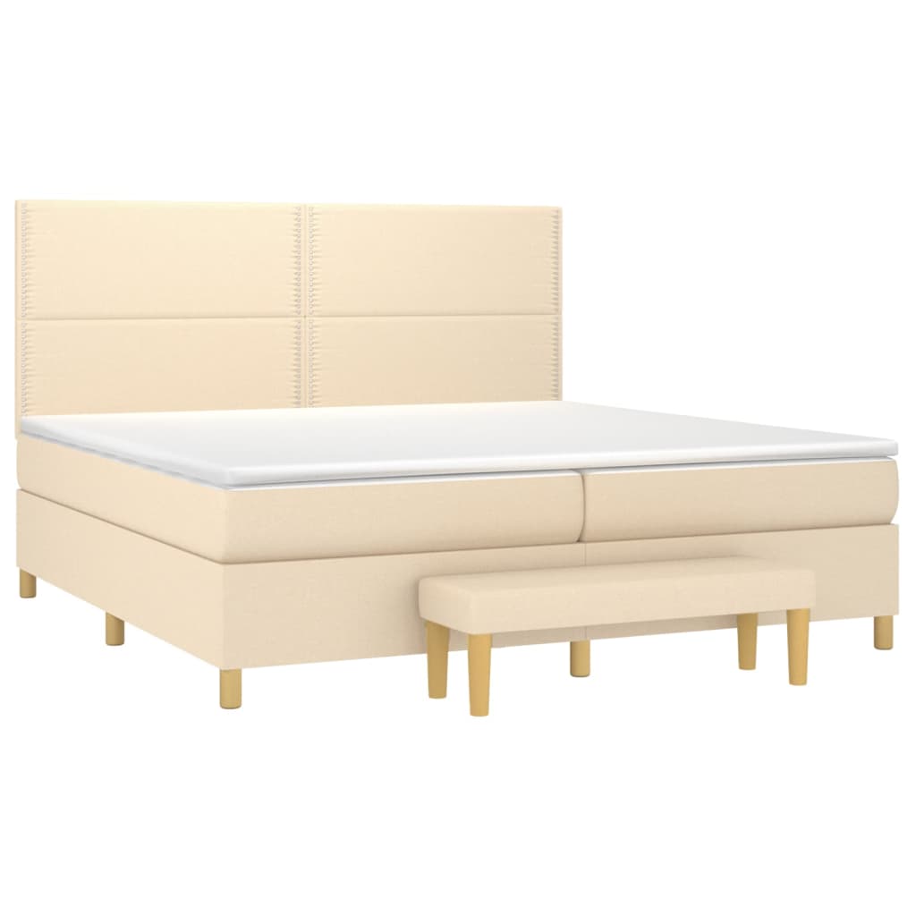 Sommier à lattes de lit avec matelas Crème 200x200 cm Tissu - XIOS