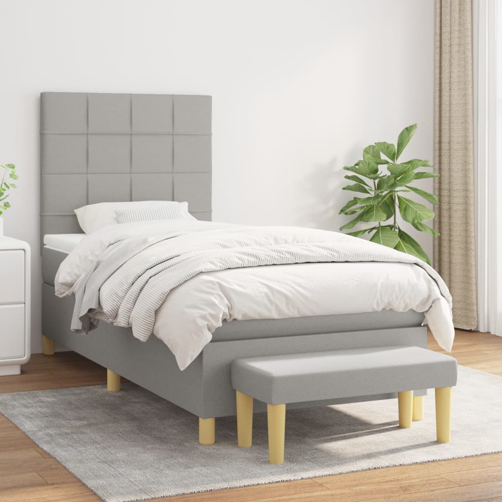 Sommier à lattes de lit avec matelas Gris clair 80x200 cm Tissu - XIOS