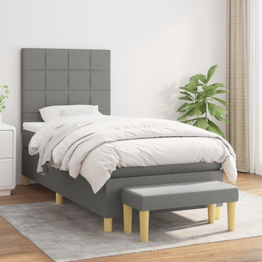 Sommier à lattes de lit avec matelas Gris foncé 80x200 cm Tissu - XIOS