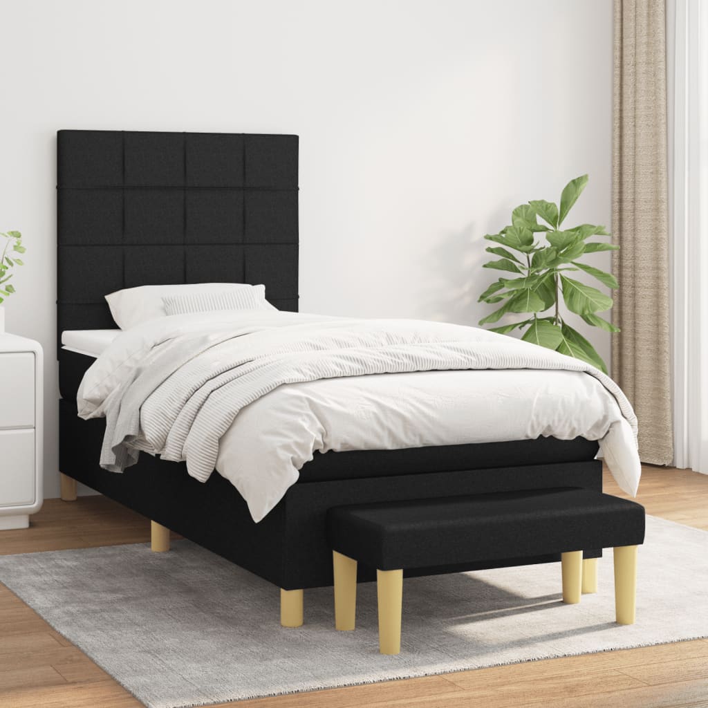 Sommier à lattes de lit et matelas Noir 80x200 cm Tissu - XIOS