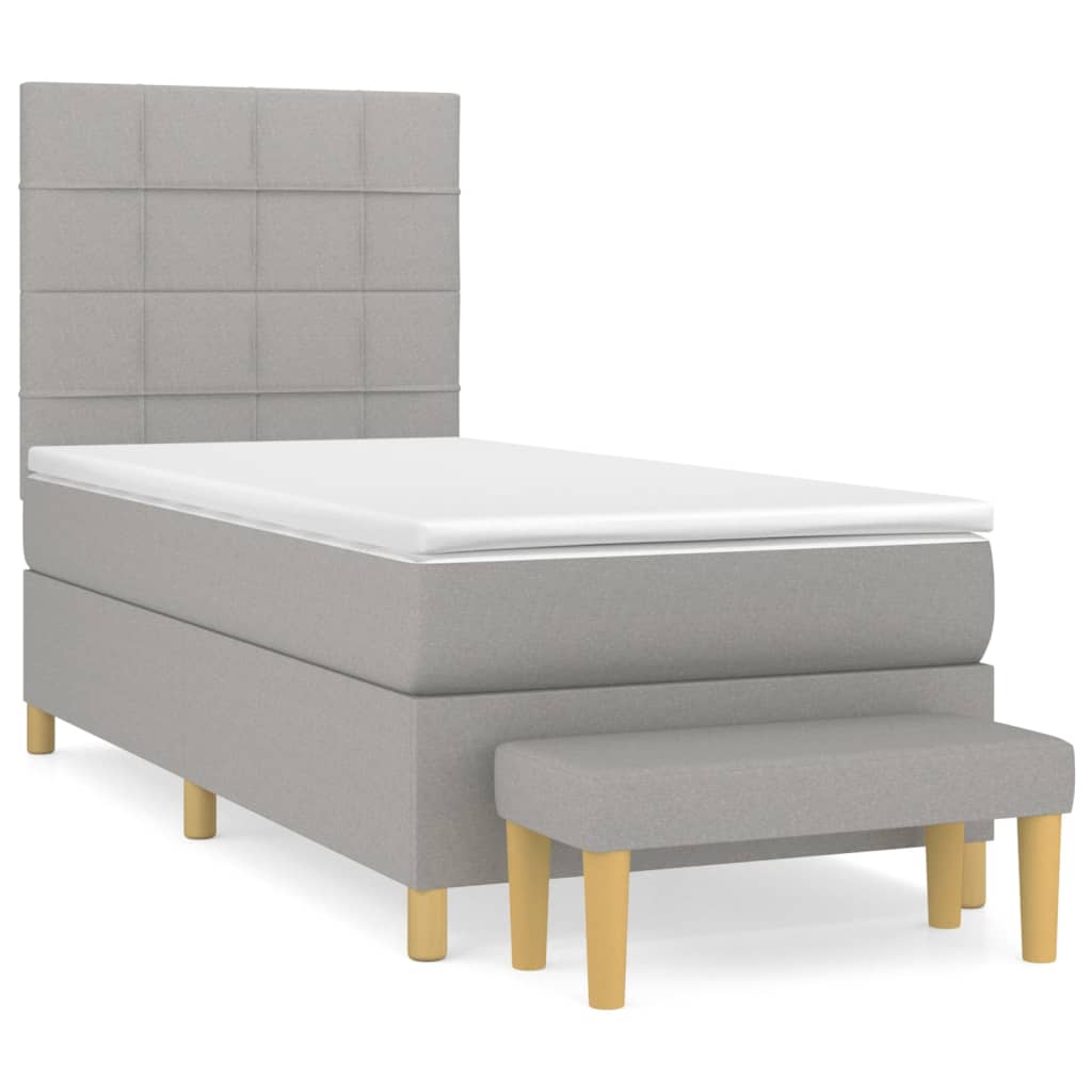 Sommier à lattes de lit et matelas Gris clair 90x190 cm Tissu - XIOS