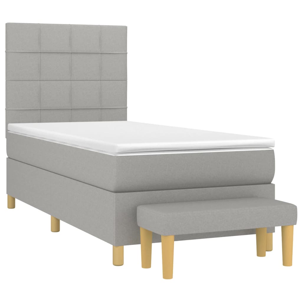 Sommier à lattes de lit et matelas Gris clair 90x190 cm Tissu - XIOS