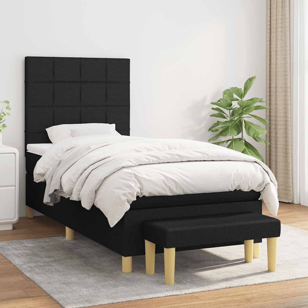 Sommier à lattes de lit avec matelas Noir 90x190 cm Tissu - XIOS
