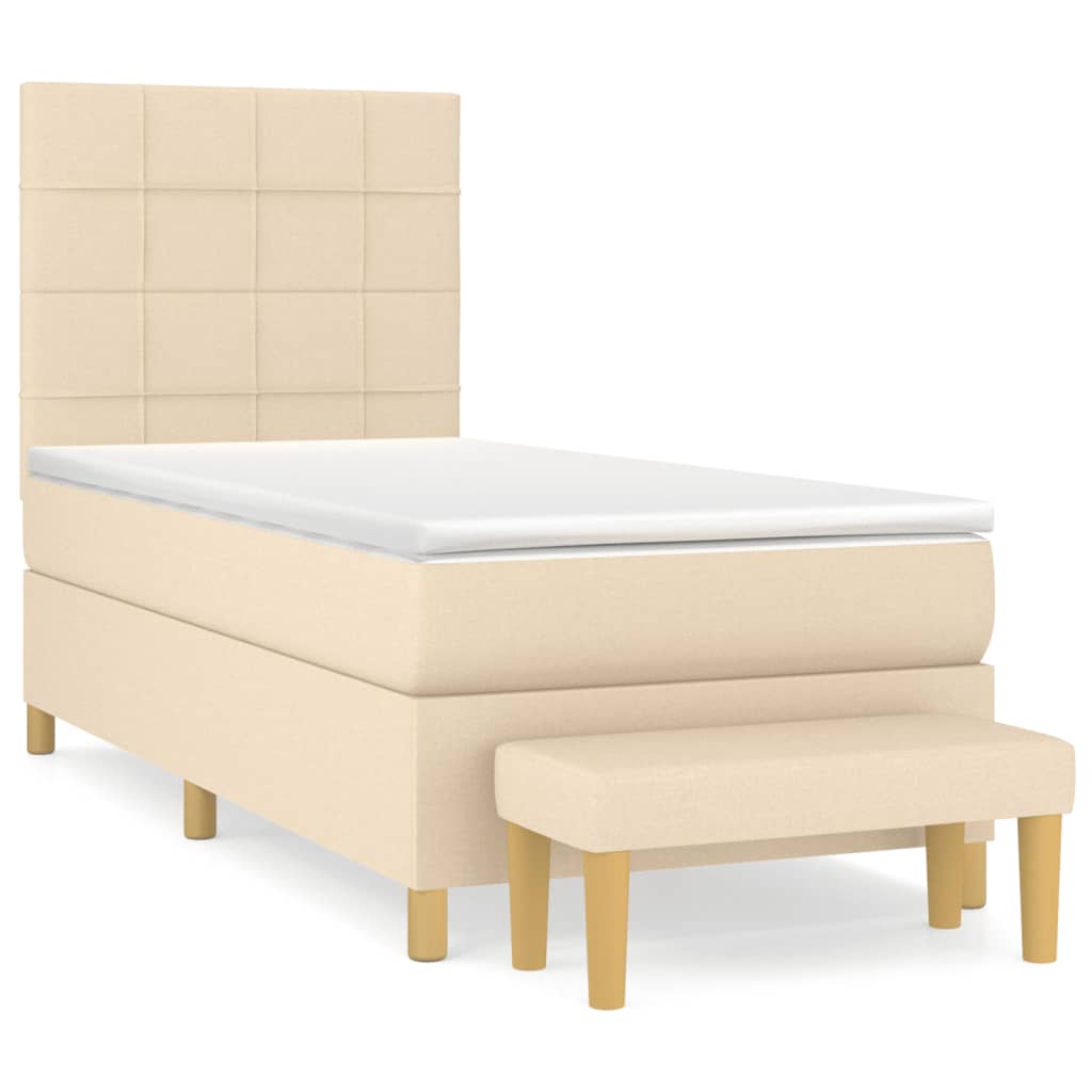 Sommier à lattes de lit et matelas Crème 90x190 cm Tissu - XIOS