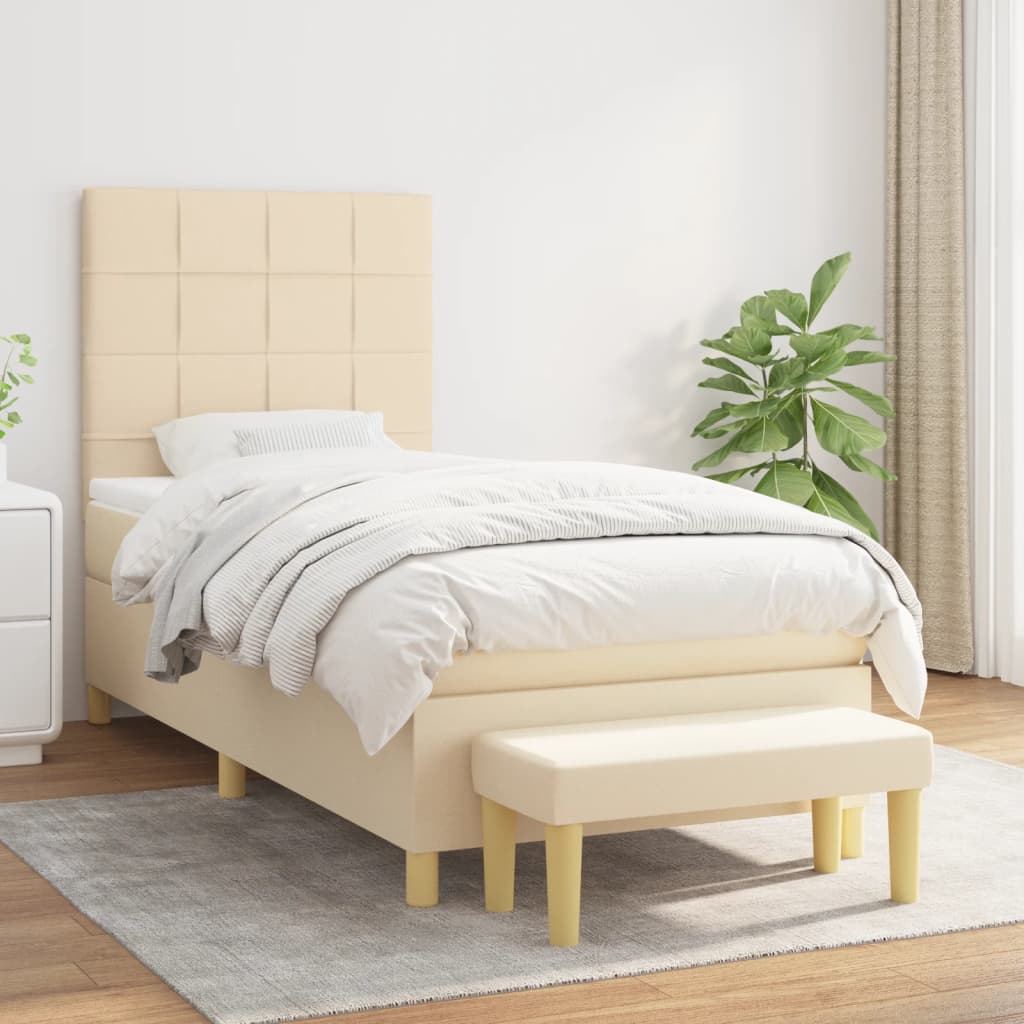 Sommier à lattes de lit et matelas Crème 90x190 cm Tissu - XIOS