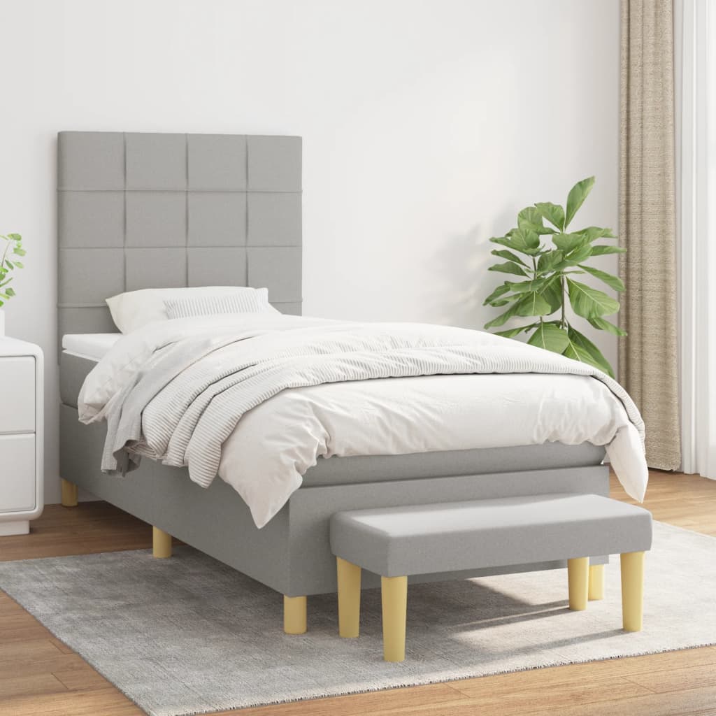 Sommier à lattes de lit avec matelas Gris clair 90x200 cm Tissu - XIOS