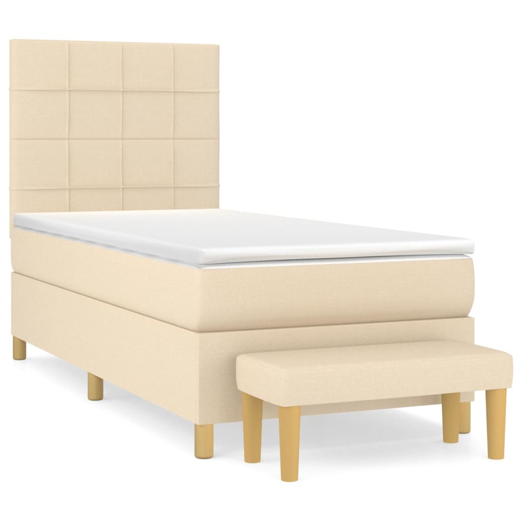 Sommier à lattes de lit avec matelas Crème 90x200 cm Tissu - XIOS