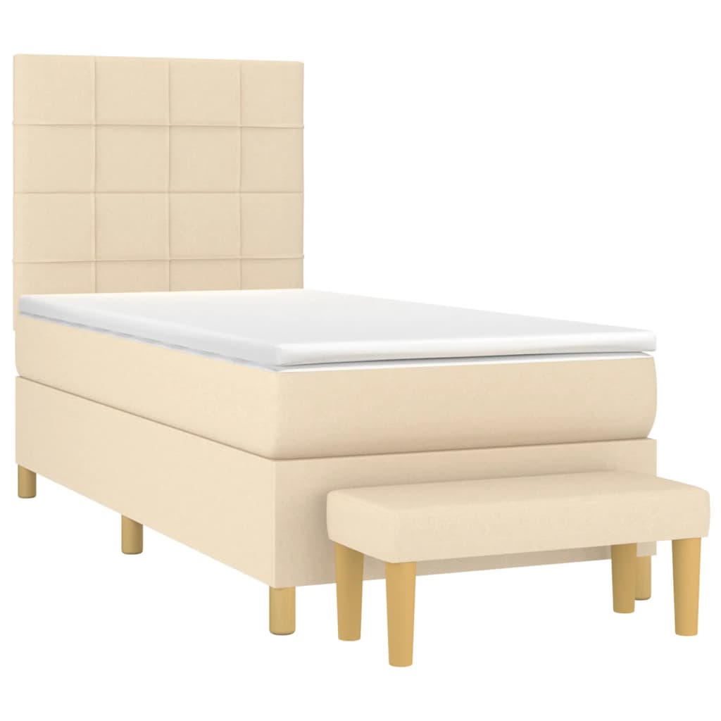 Sommier à lattes de lit avec matelas Crème 90x200 cm Tissu - XIOS