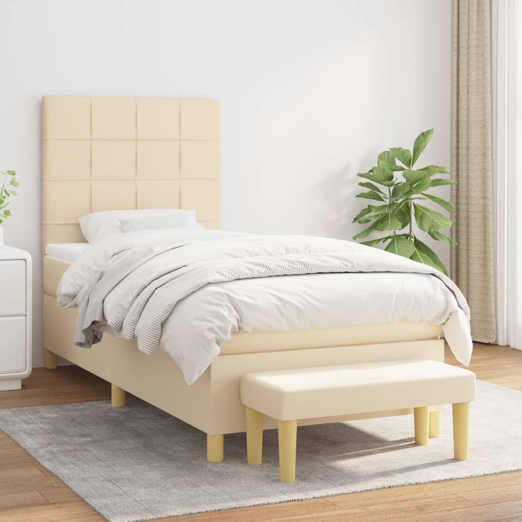 Sommier à lattes de lit avec matelas Crème 90x200 cm Tissu - XIOS