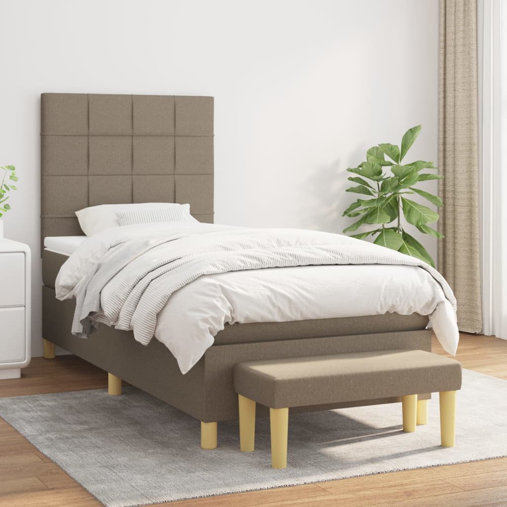 Sommier à lattes de lit avec matelas Taupe 100x200 cm Tissu - XIOS