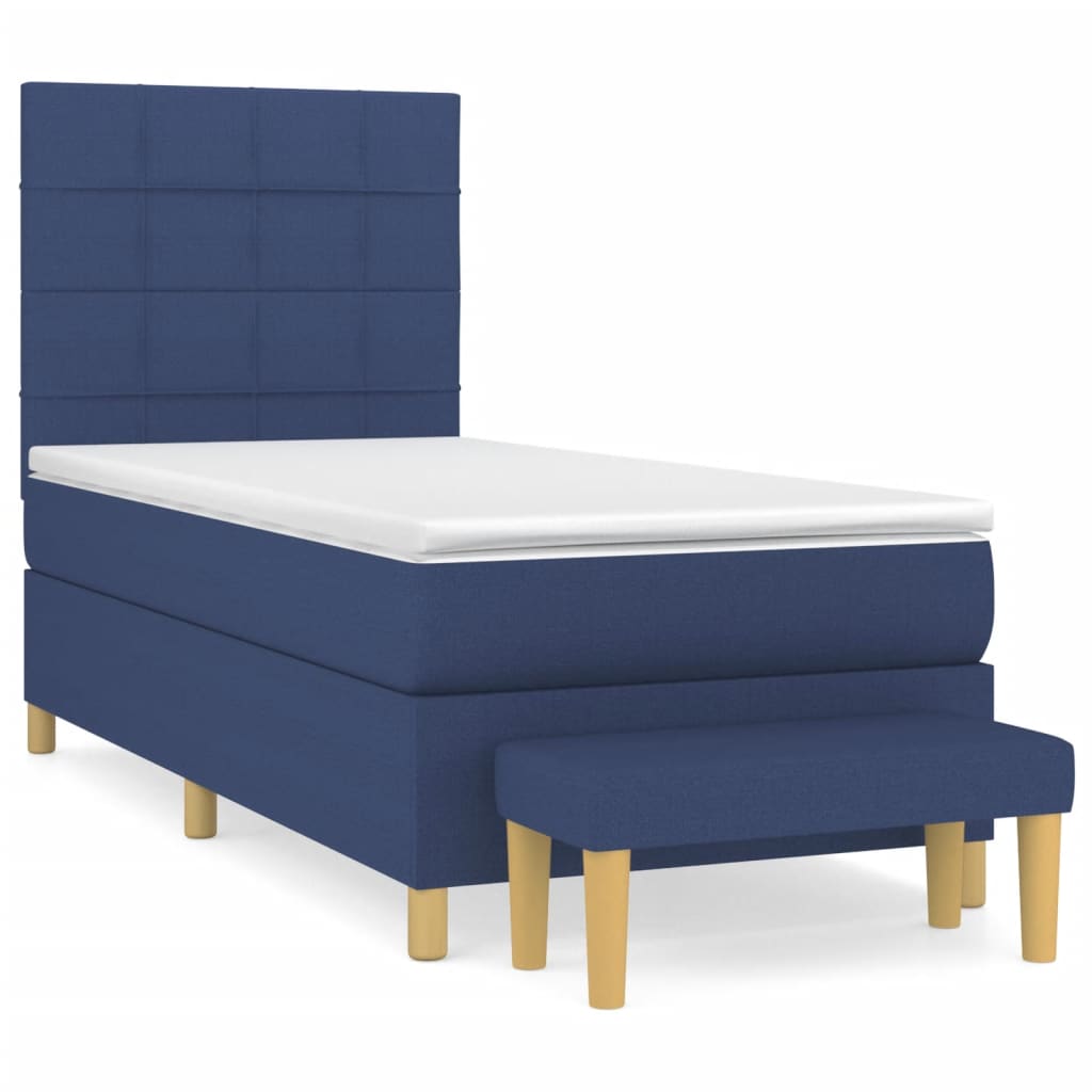 Sommier à lattes de lit avec matelas Bleu 100x200 cm Tissu - XIOS