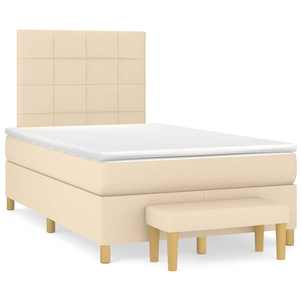 Sommier à lattes de lit avec matelas Crème 120x200 cm Tissu - XIOS