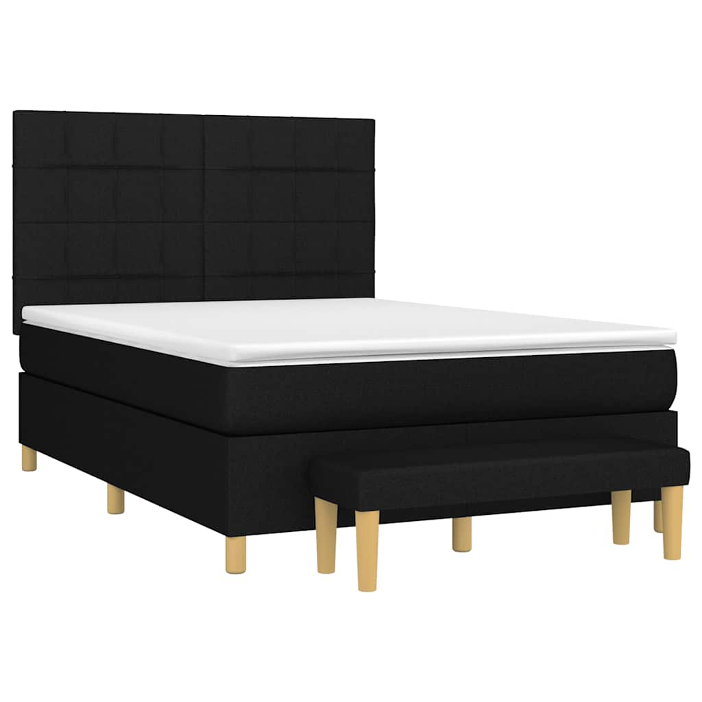 Sommier à lattes de lit avec matelas Noir 140x190 cm Tissu - XIOS