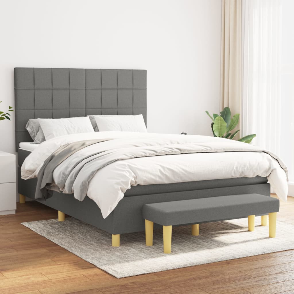 Sommier à lattes de lit avec matelas Gris foncé 140x200cm Tissu - XIOS