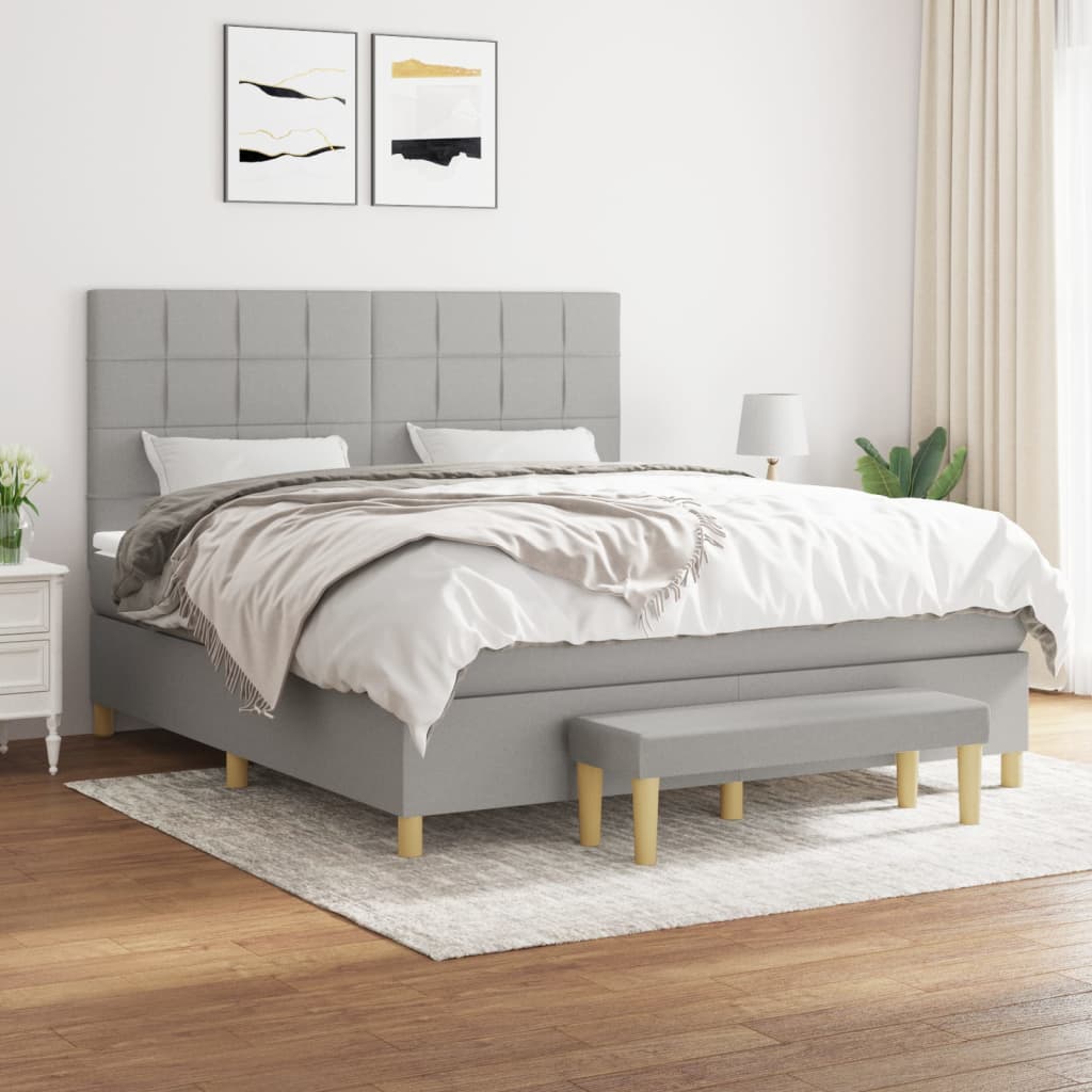 Sommier à lattes de lit avec matelas Gris clair 160x200cm Tissu - XIOS