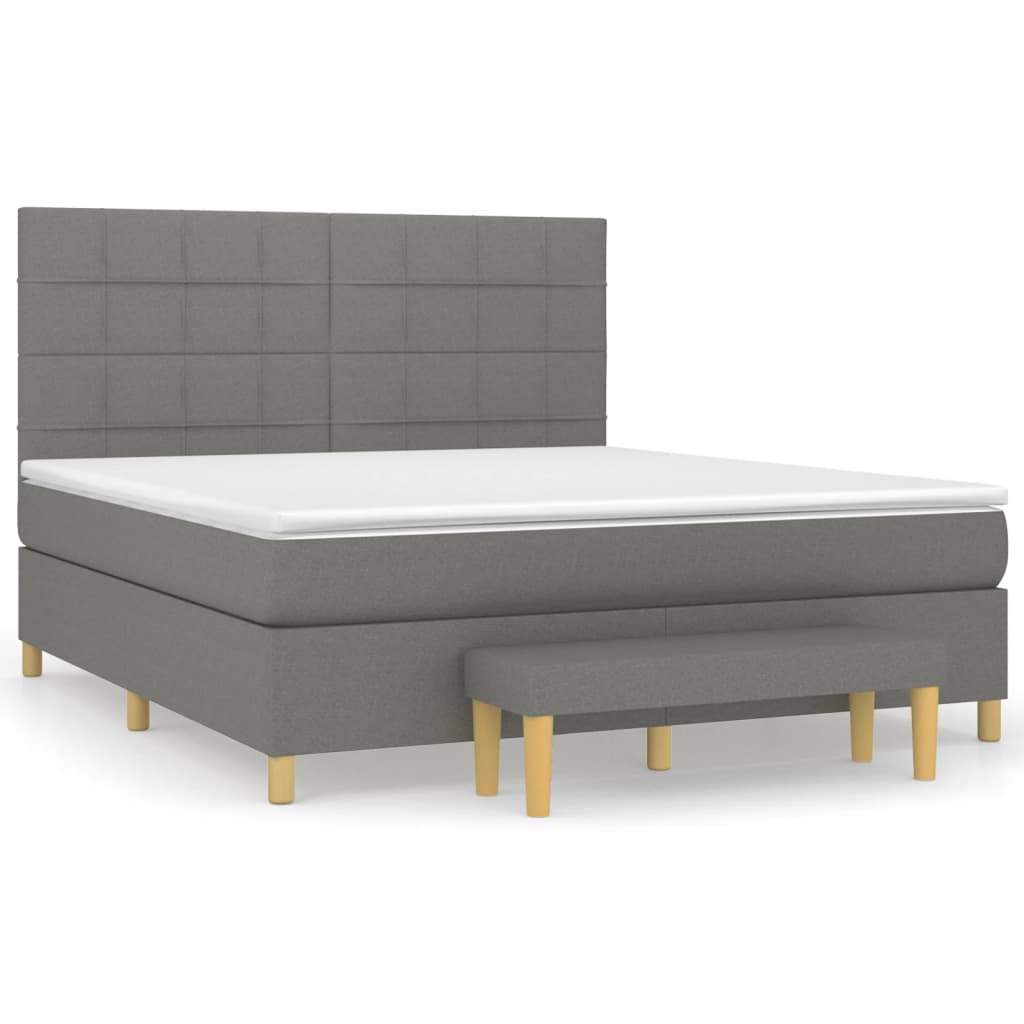 Sommier à lattes de lit avec matelas Gris foncé 160x200cm Tissu - XIOS