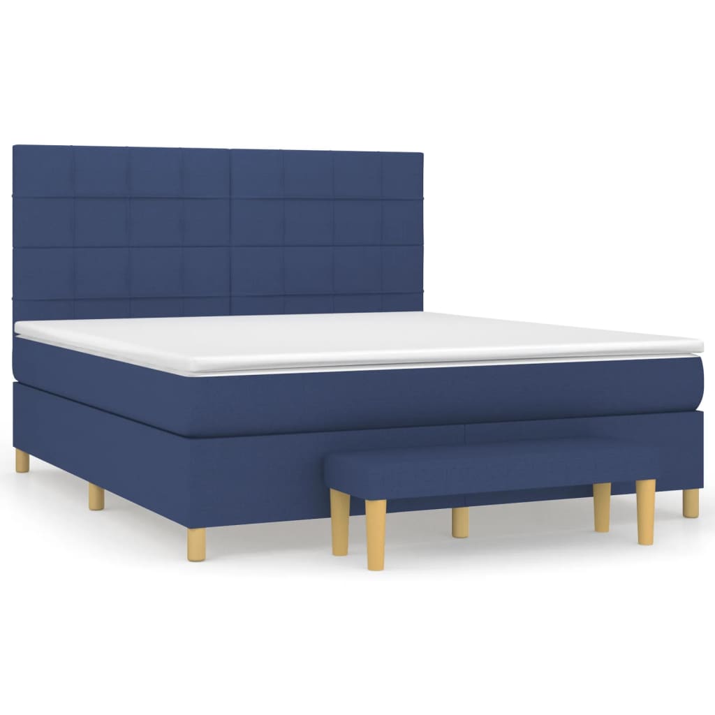 Sommier à lattes de lit avec matelas Bleu 160x200 cm Tissu - XIOS