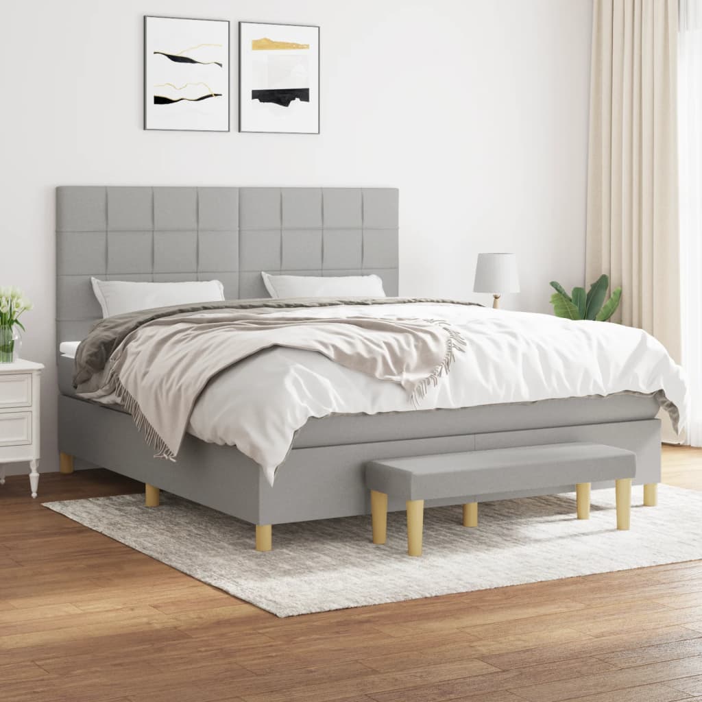 Sommier à lattes de lit avec matelas Gris clair 180x200cm Tissu - XIOS