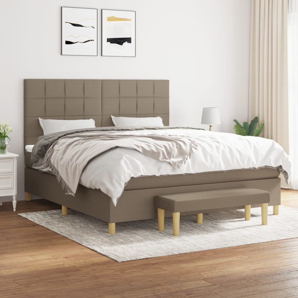 Sommier à lattes de lit avec matelas Taupe 180x200 cm Tissu - XIOS