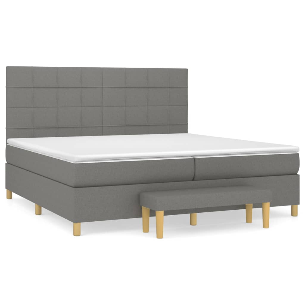 Sommier à lattes de lit avec matelas Gris foncé 200x200cm Tissu - XIOS