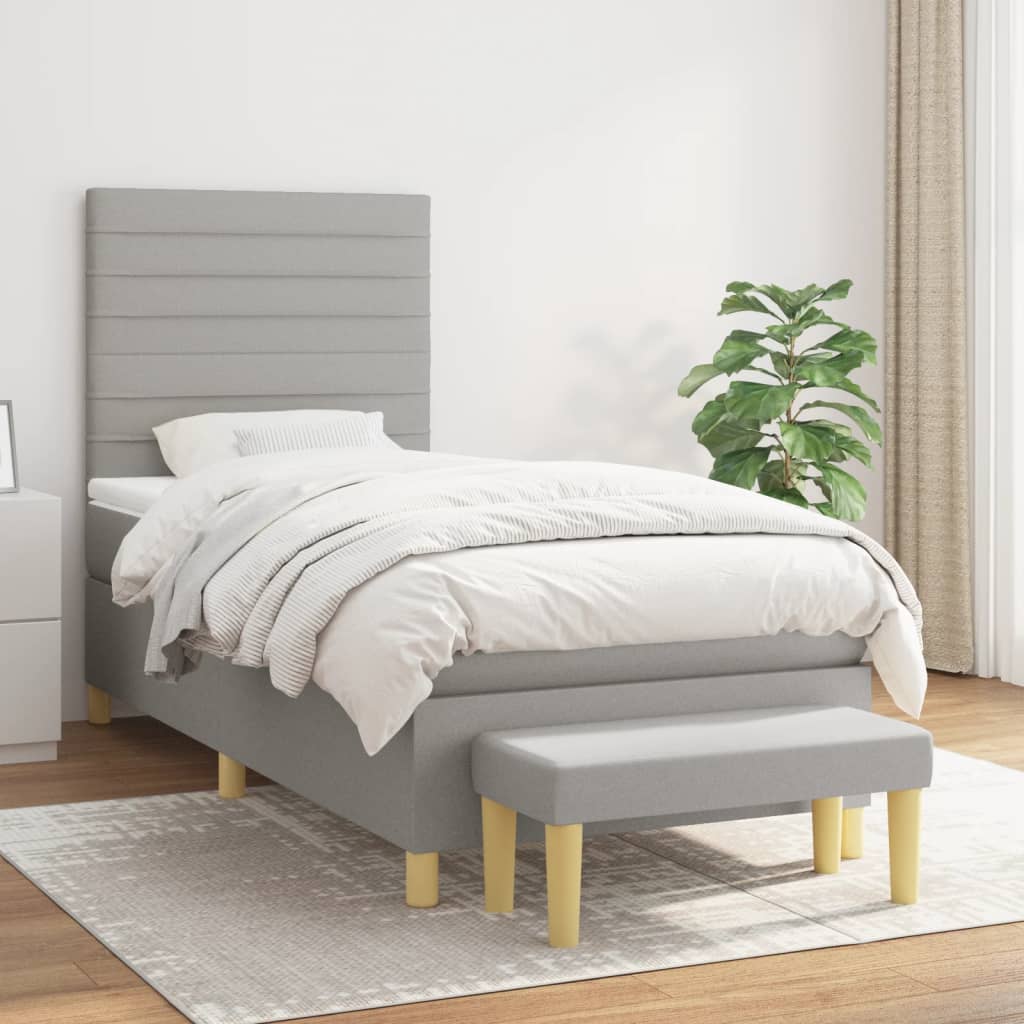 Sommier à lattes de lit avec matelas Gris clair 80x200 cm Tissu - XIOS