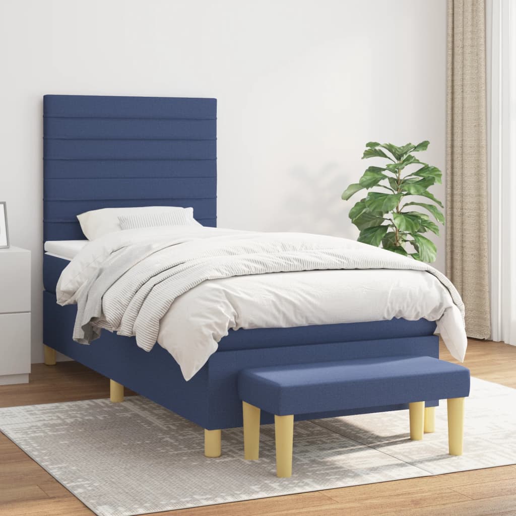 Sommier à lattes de lit avec matelas Bleu 80x200 cm Tissu - XIOS