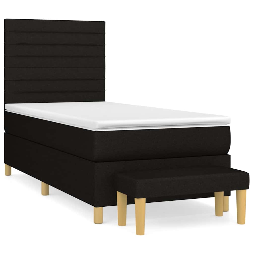 Sommier à lattes de lit avec matelas Noir 90x190 cm Tissu - XIOS