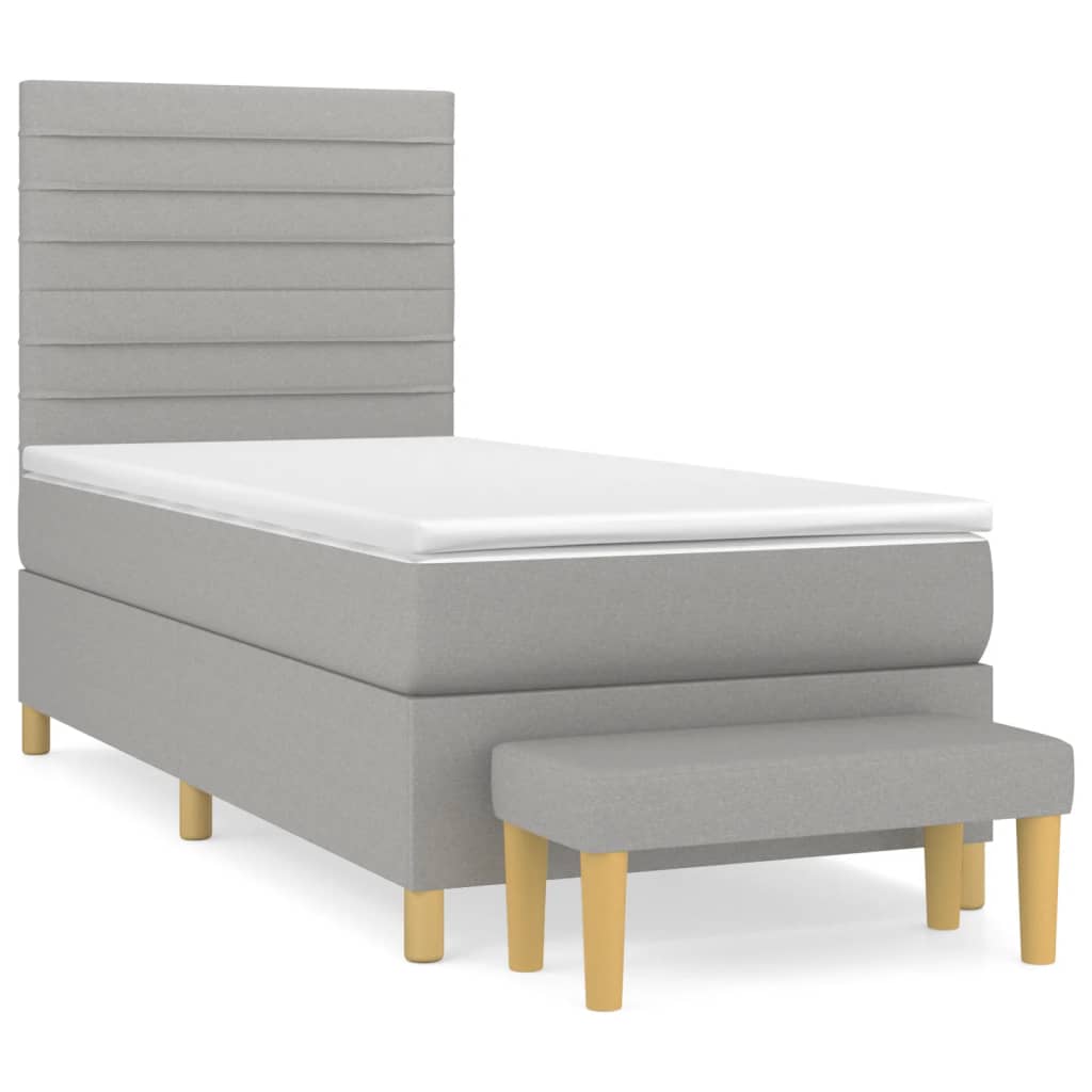 Sommier à lattes de lit avec matelas Gris clair 90x200 cm Tissu - XIOS