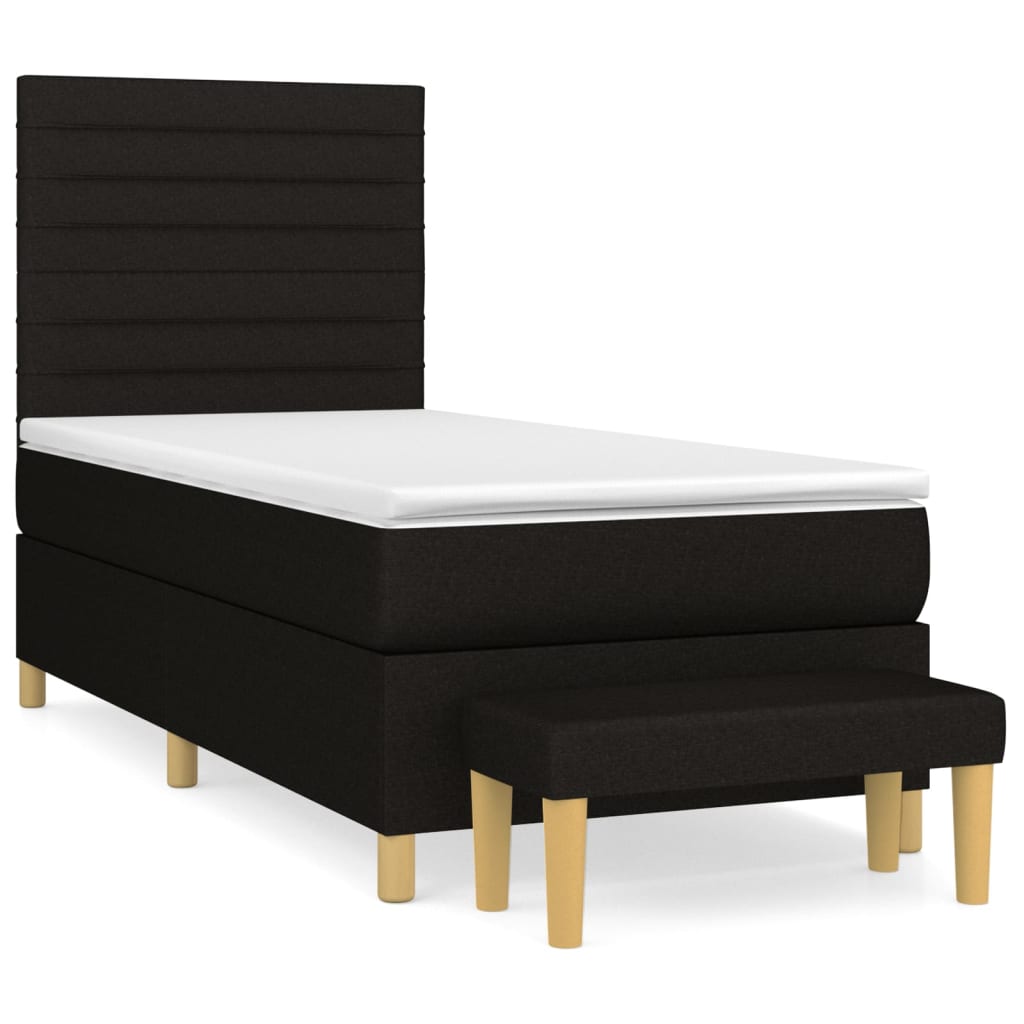 Sommier à lattes de lit avec matelas Noir 90x200 cm Tissu - XIOS
