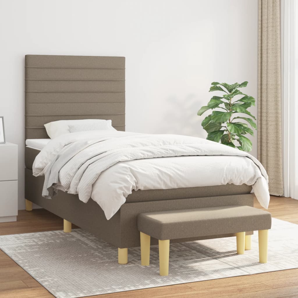 Sommier à lattes de lit avec matelas Taupe 90x200 cm Tissu - XIOS