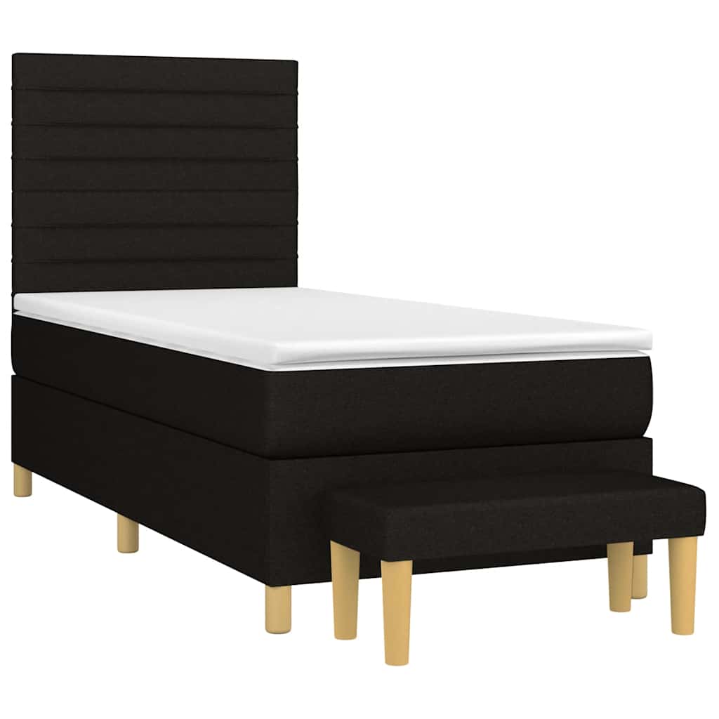 Sommier à lattes de lit avec matelas Noir 100x200 cm Tissu - XIOS