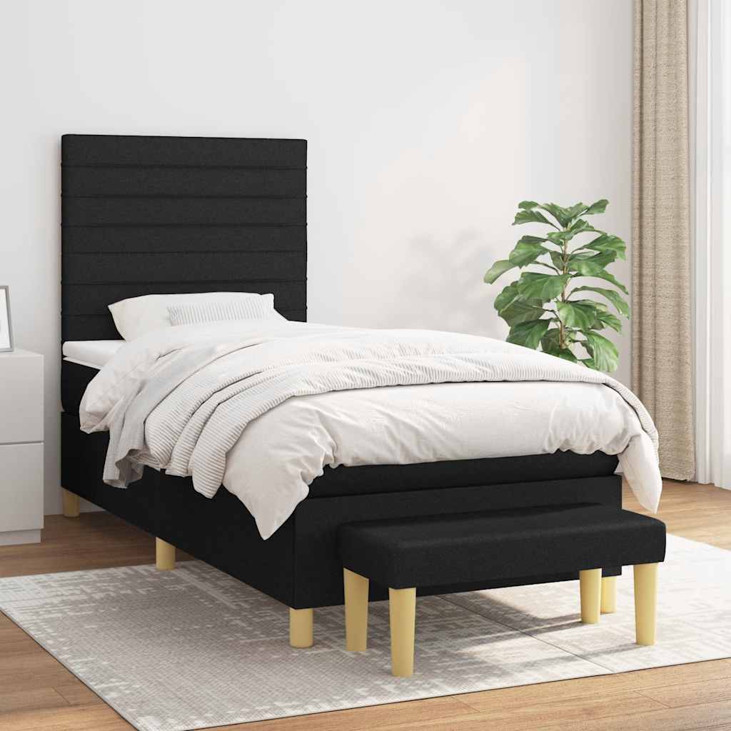 Sommier à lattes de lit avec matelas Noir 100x200 cm Tissu - XIOS