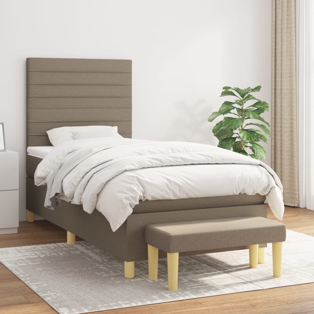 Sommier à lattes de lit avec matelas Taupe 100x200 cm Tissu - XIOS