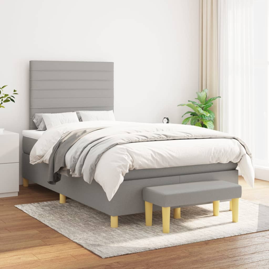 Sommier à lattes de lit avec matelas Gris clair 120x200cm Tissu - XIOS
