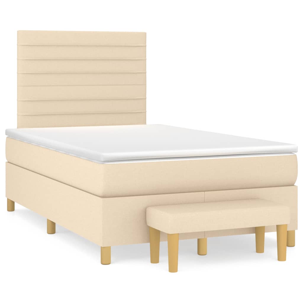 Sommier à lattes de lit avec matelas Crème 120x200 cm Tissu - XIOS