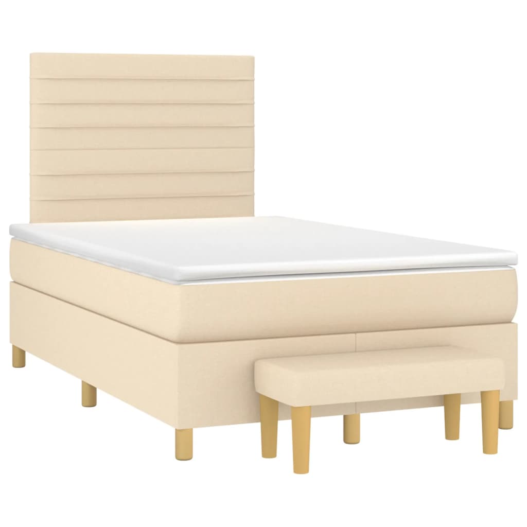 Sommier à lattes de lit avec matelas Crème 120x200 cm Tissu - XIOS