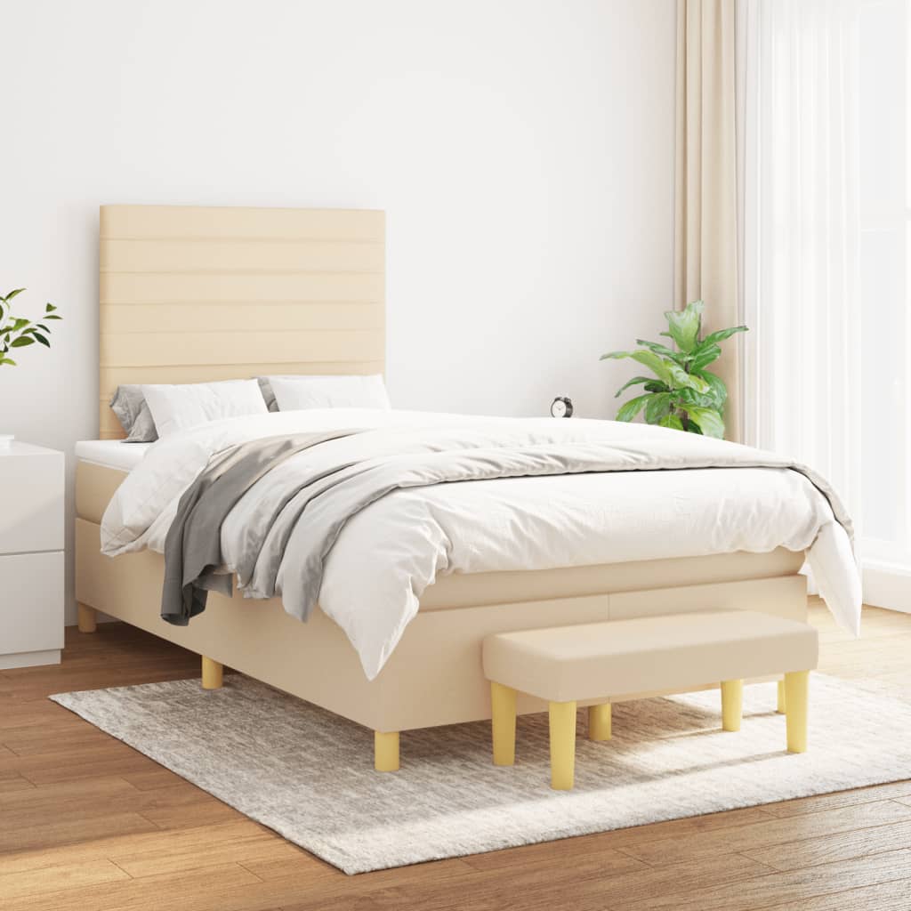 Sommier à lattes de lit avec matelas Crème 120x200 cm Tissu - XIOS