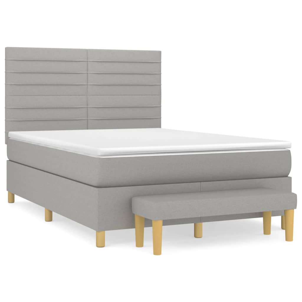 Sommier à lattes de lit avec matelas Gris clair 140x190cm Tissu - XIOS
