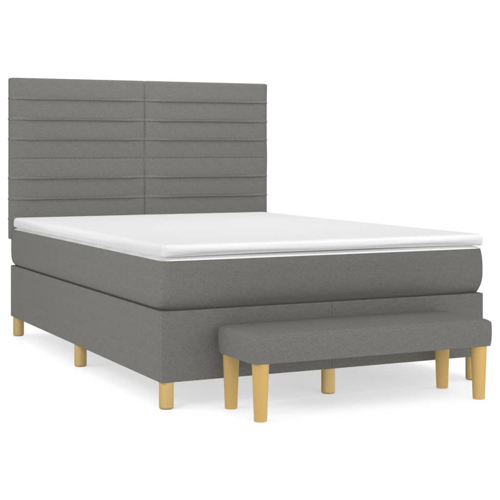 Sommier à lattes de lit avec matelas Gris foncé 140x190cm Tissu - XIOS