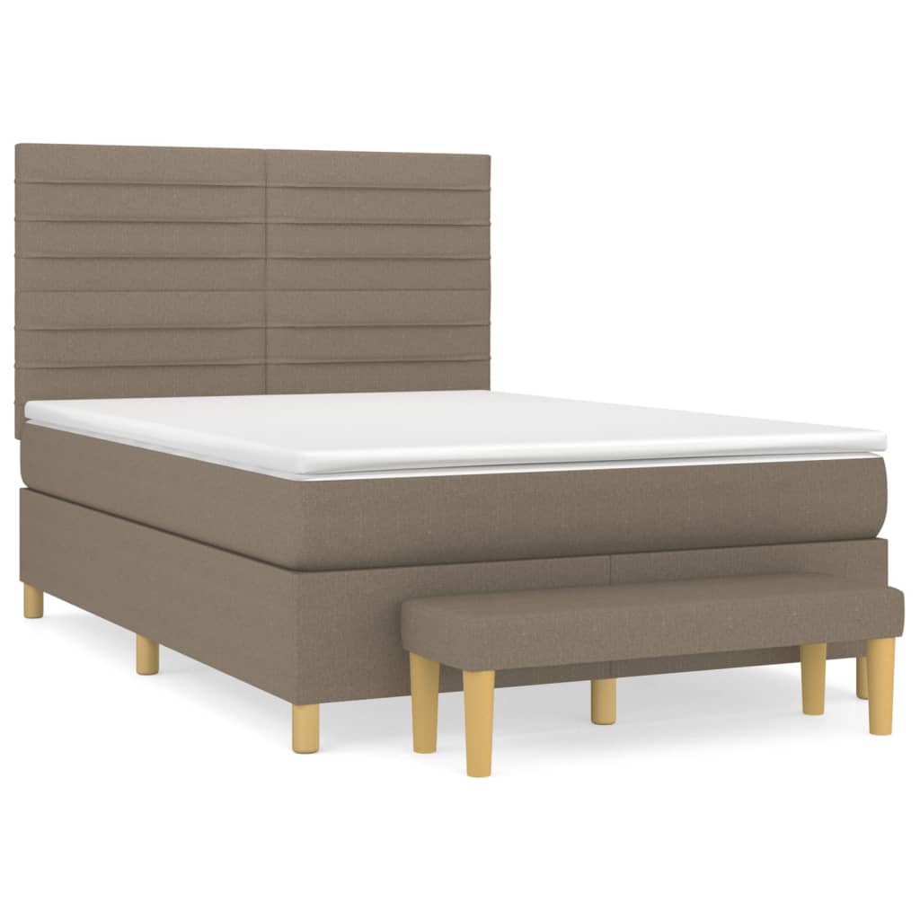 Sommier à lattes de lit avec matelas Taupe 140x190 cm Tissu - XIOS