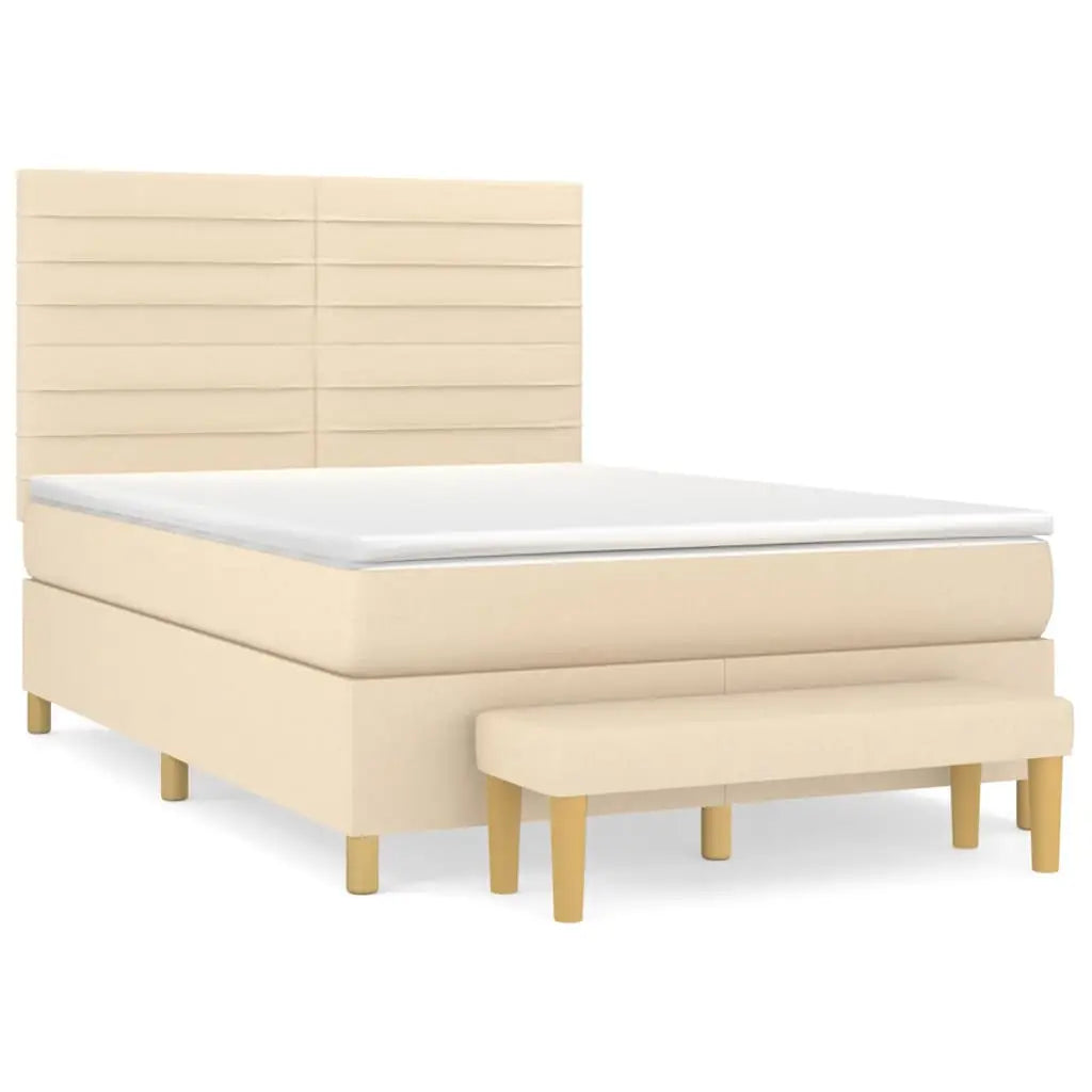 Sommier à lattes de lit avec matelas Crème 140x200 cm Tissu - XIOS