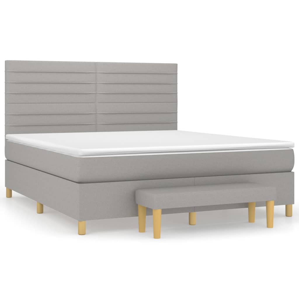 Sommier à lattes de lit avec matelas Gris clair 160x200cm Tissu - XIOS