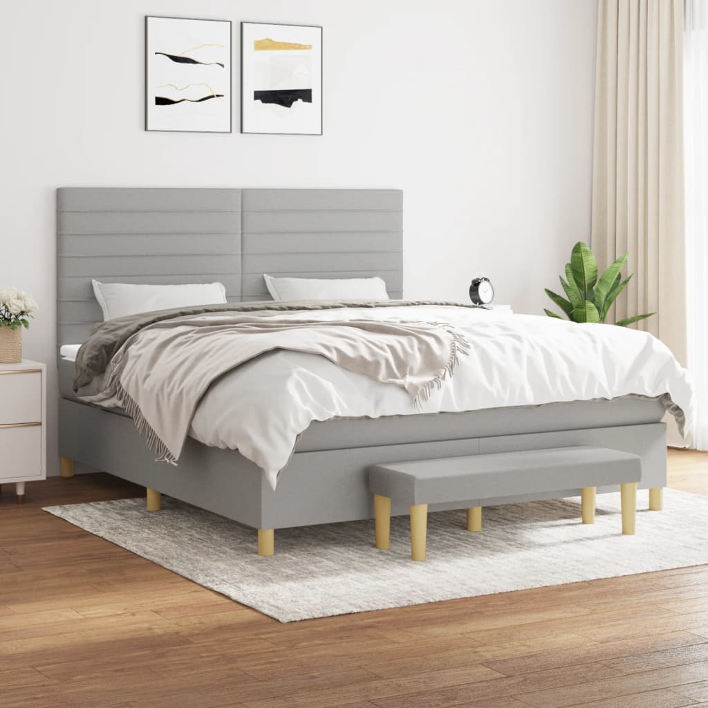 Sommier à lattes de lit avec matelas Gris clair 160x200cm Tissu - XIOS