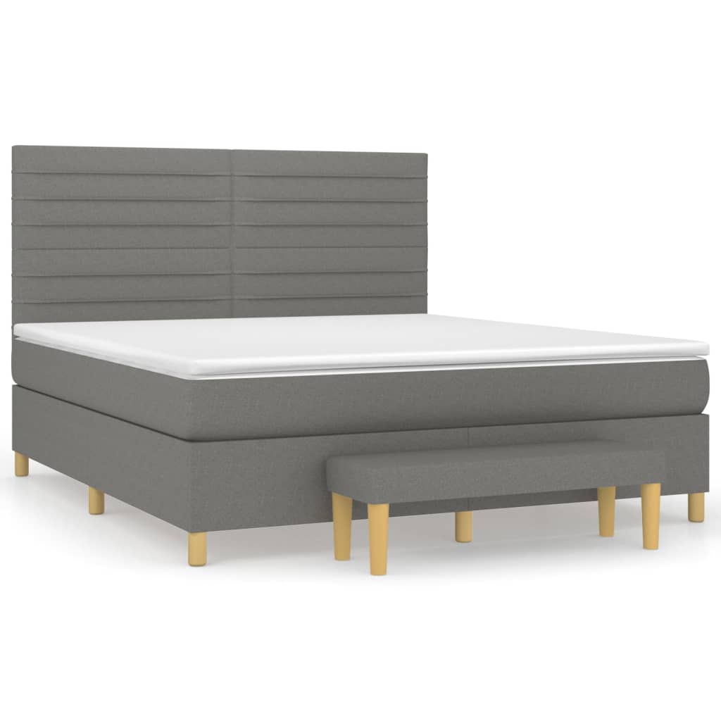 Sommier à lattes de lit avec matelas Gris foncé 160x200cm Tissu - XIOS