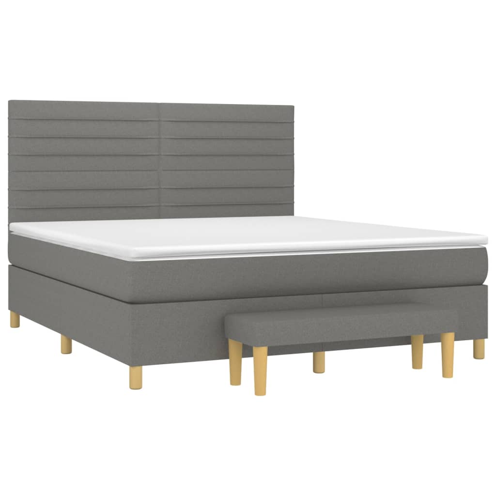 Sommier à lattes de lit avec matelas Gris foncé 160x200cm Tissu - XIOS