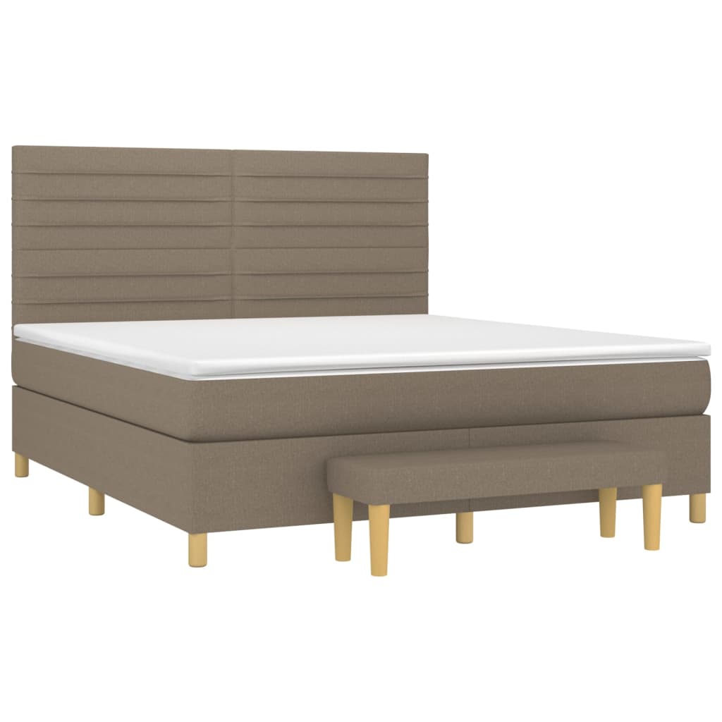 Sommier à lattes de lit avec matelas Taupe 160x200 cm Tissu - XIOS