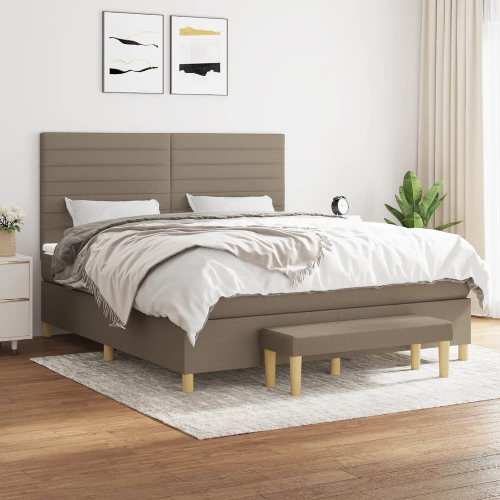 Sommier à lattes de lit avec matelas Taupe 160x200 cm Tissu - XIOS
